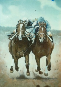  caballos Pintura - carrera de caballos
